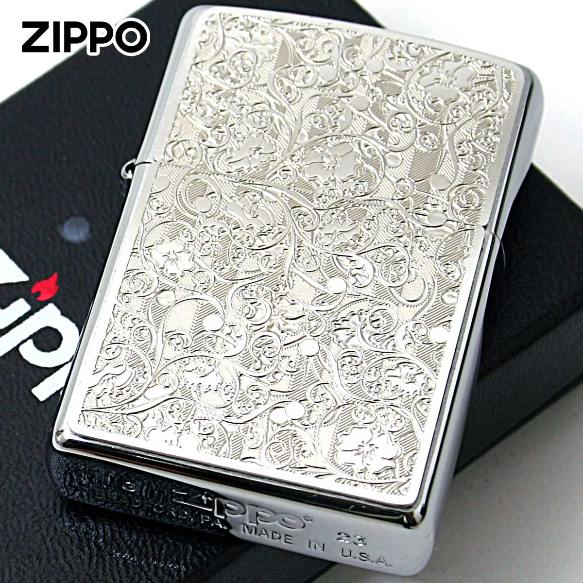 アキsilver950 sterling ジッポーzippo 唐草 アキsilver950 sterling