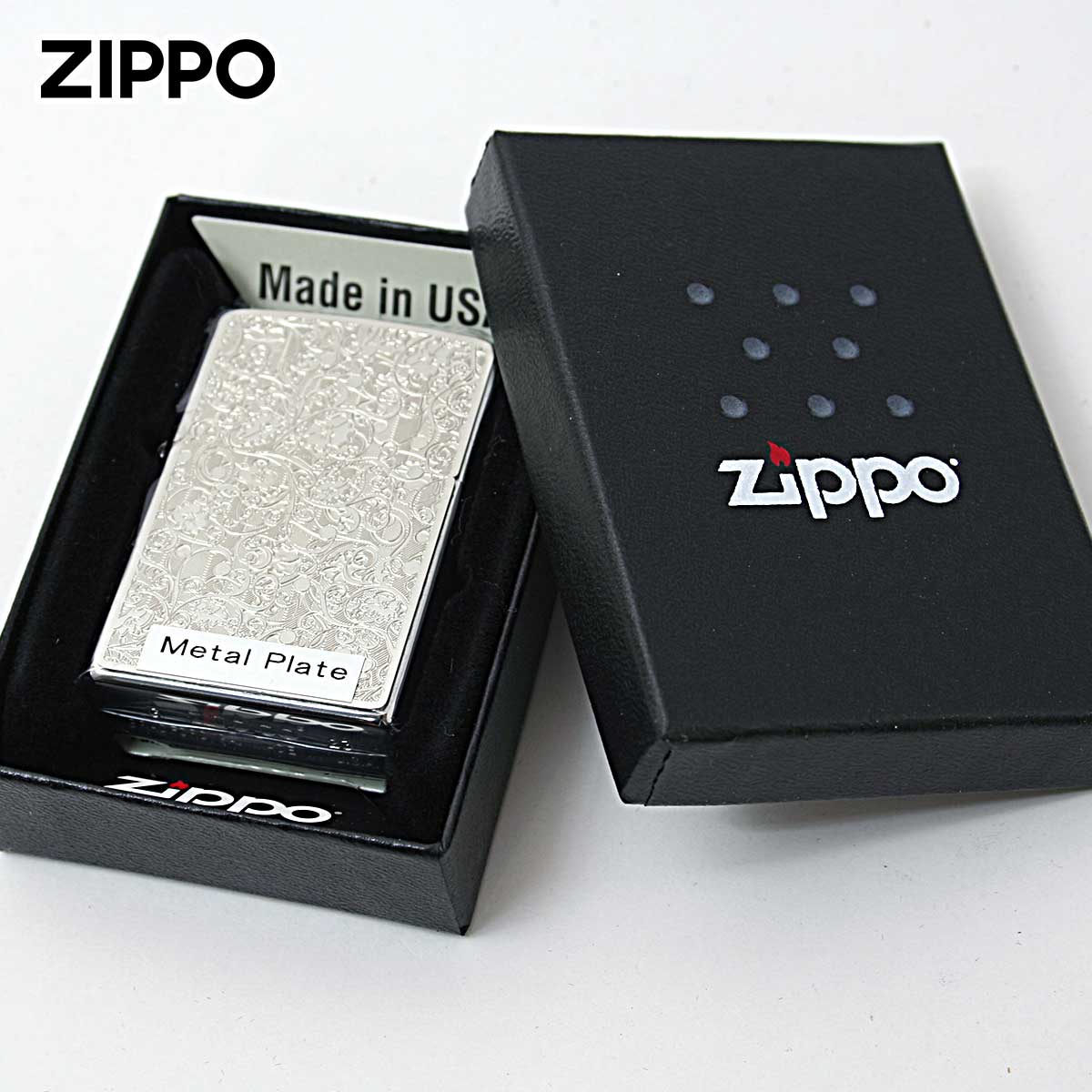 シルバー925純銀アラベスク唐草模様 天然石オニキス付オイルライター