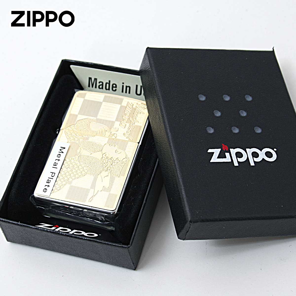 ZIPPO ウィンディー　アルミプレート Zippo ジッポー ウィンディー メタルプレート 金メッキ Windy Metal