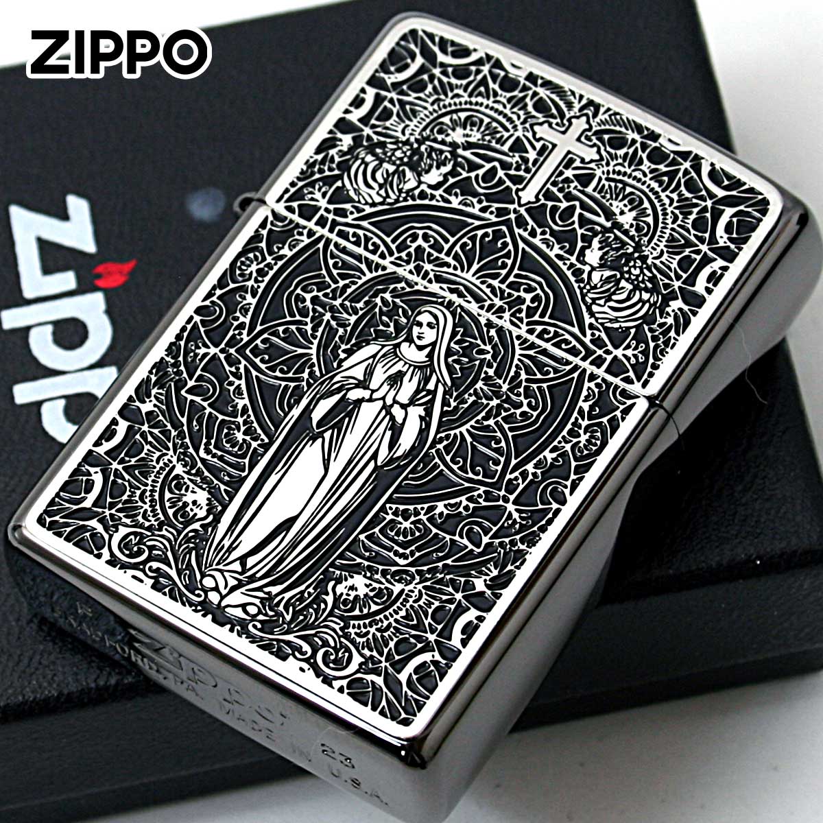 ZIPPO（ジッポー） ジッポライター マリア ブラックメタル ペイント 