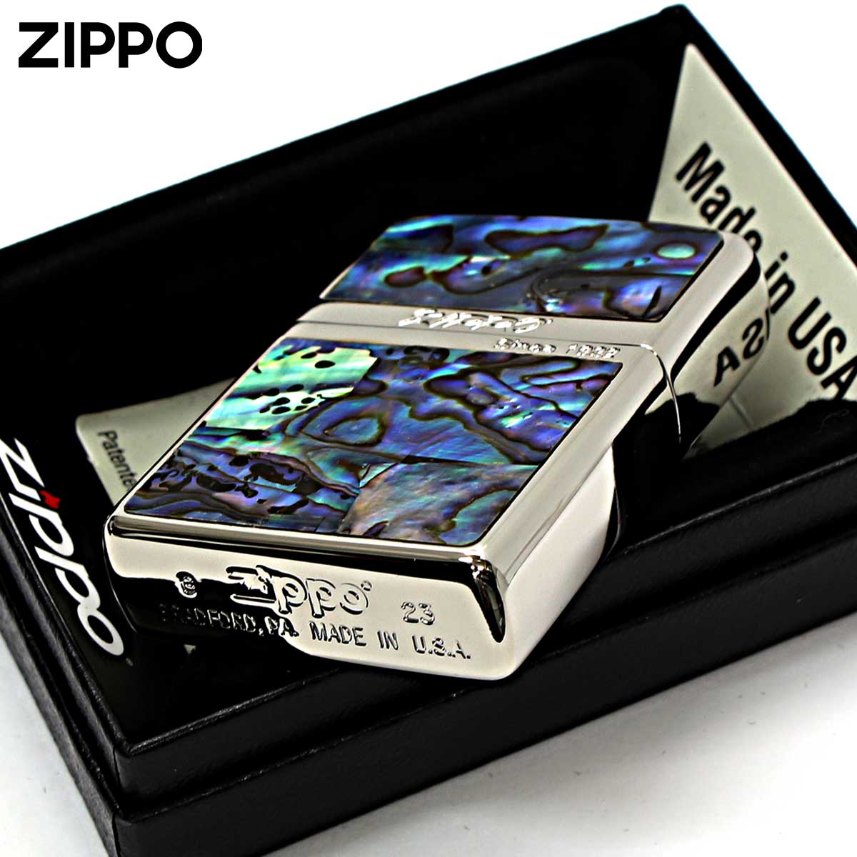 ZIPPO Zippo ジッポライター シェル カラーライン 貝 両面加工 レッド