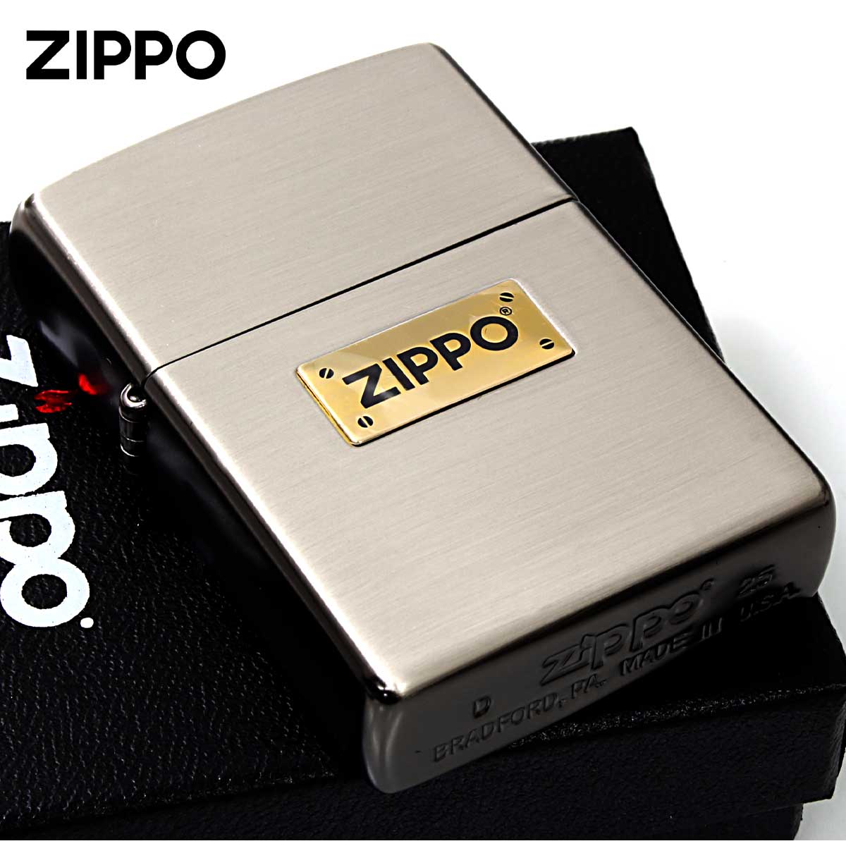 Zippo �W�b�|���C�^�[ ZIPPO LOGO METAL �R���r���b�L �W�b�| ���S ���^�� �V���o�[ �u���b�N M�ECOMBI MET NB ���[���֐�p���i