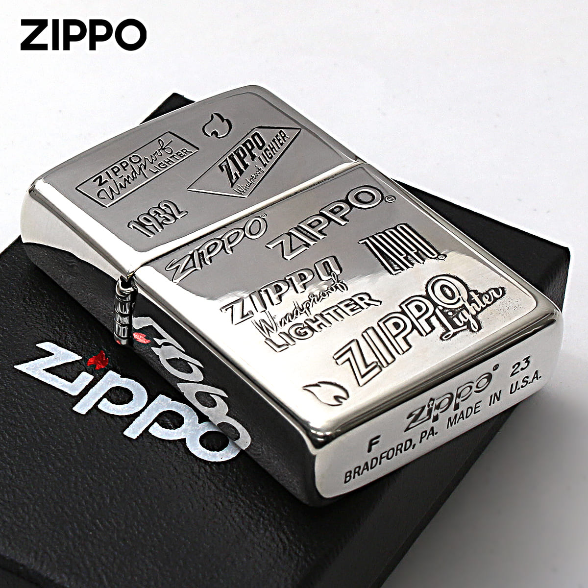 ZIPPO（ジッポー） ジッポライター 歴代 ロゴ 両面加工 銀メッキいぶし