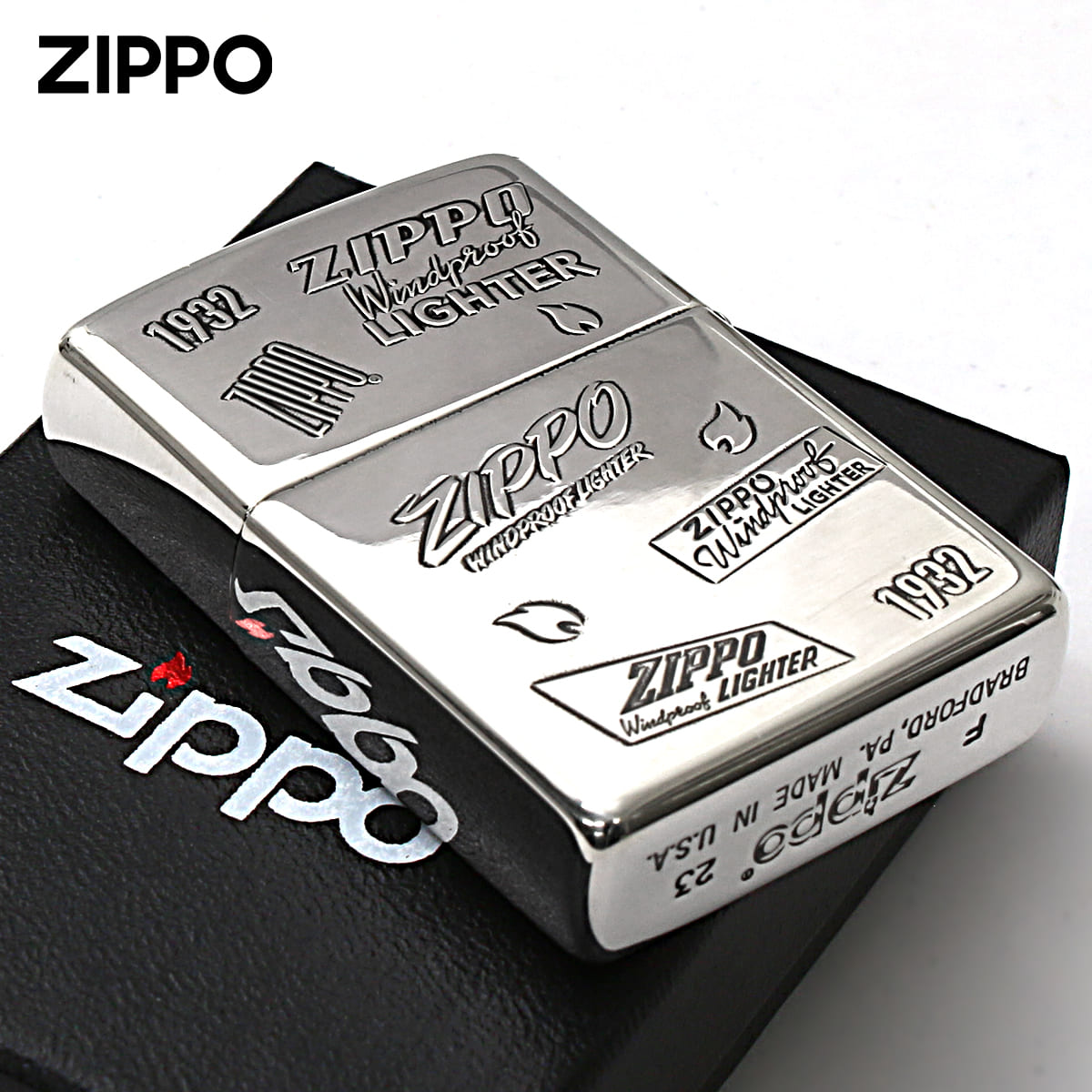 ZIPPO（ジッポー） ジッポライター 歴代 ロゴ 両面加工 銀メッキいぶし