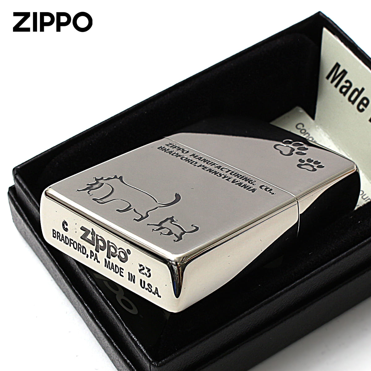Soppo Cat ZIPPO Zippo ジッポライター ネコ 猫 Cat 足跡 愛くるしい ニッケルメッキ Charming Gesture 2NI-CAT2 ...