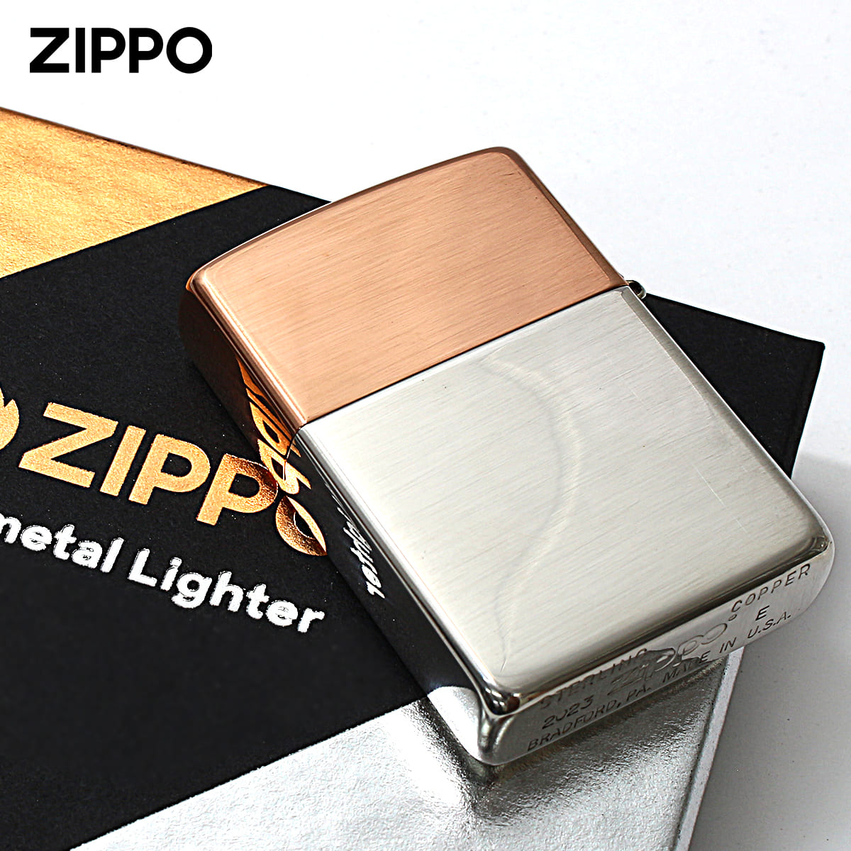 Zippo ジッポライター 限定生産 バイメタル スターリングシルバー＆カッパー 鏡面 ポリッシュ BIMETAL 48695 メール便専用商品