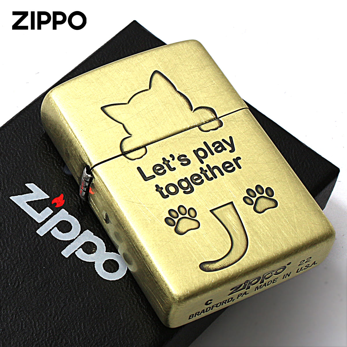 ZIPPO ライター ネコ Let's play together CAT 猫 ジッポ 真鍮