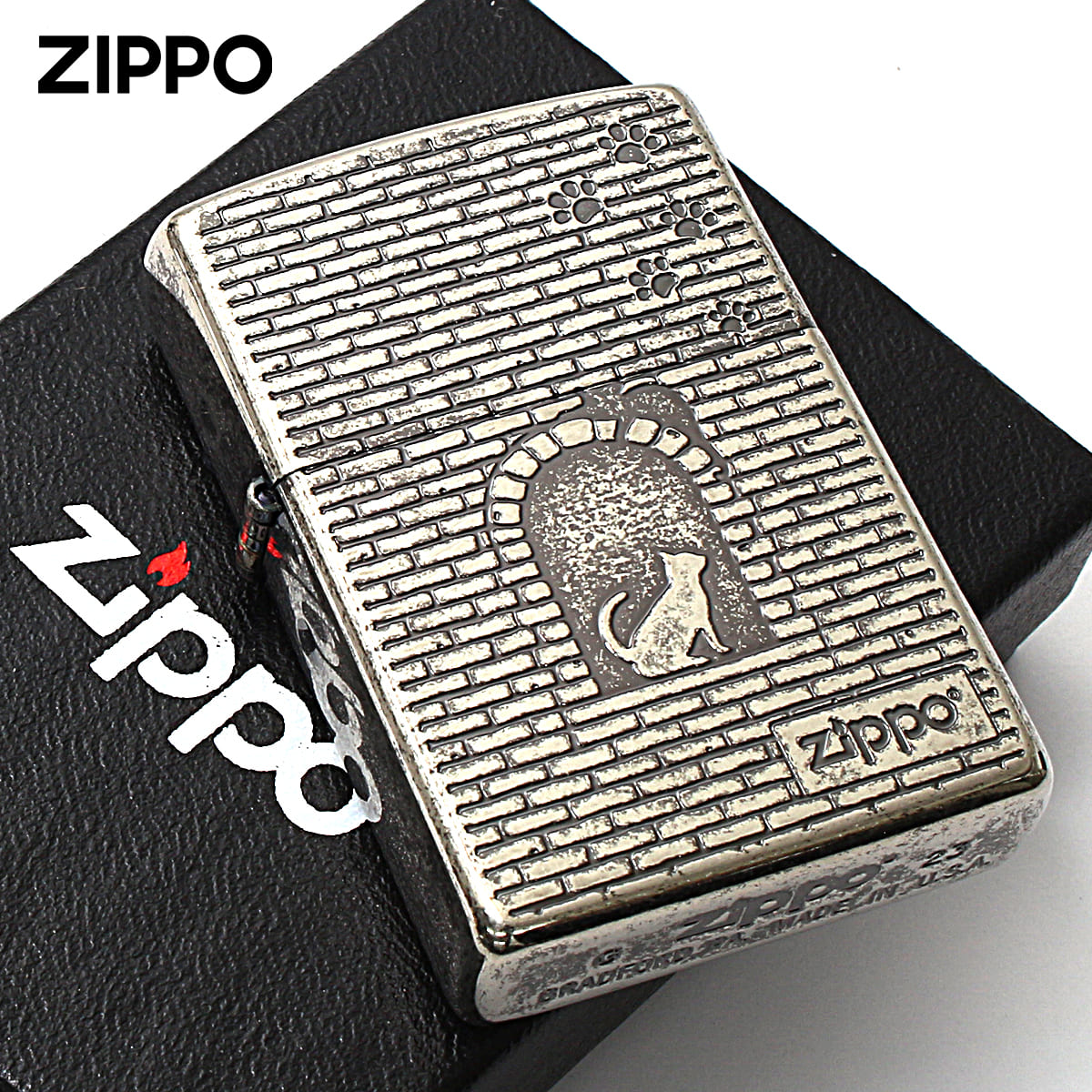 ZIPPO（ジッポー） ジッポライター ネコ 猫 Cat 窓辺に猫 ニッケル 