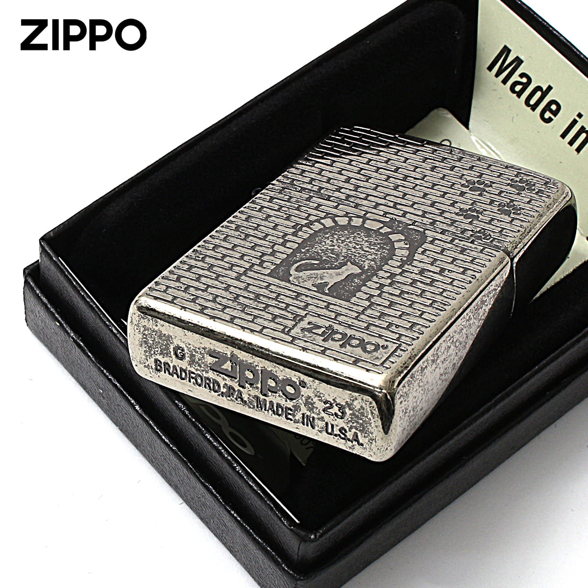 ZIPPO（ジッポー） ジッポライター ネコ 猫 Cat 窓辺に猫 ニッケル 