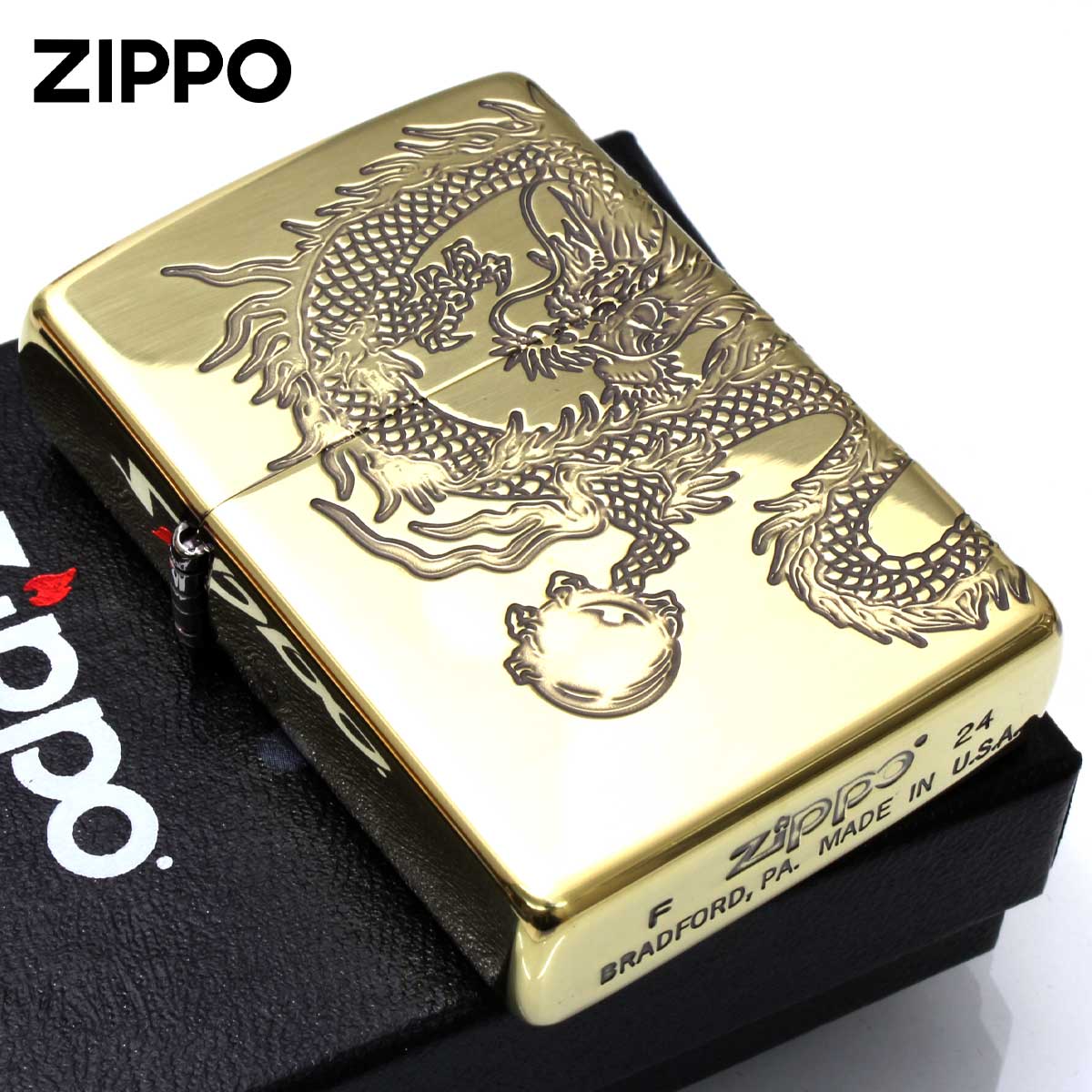 ジッポ ZIPPO ライター 竜 龍 ドラゴン 両面 如意宝珠 付 高級木箱付 ジッポ ZIPPO ライター 竜 龍 ドラゴン 両面 如意宝珠 付 高級木箱付