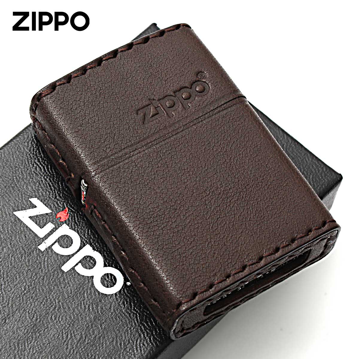 Zippo レザーライター ブラウン ZIPPO（ジッポー） ジッポライター 革巻き 牛革 レザー ジッポ ロゴ