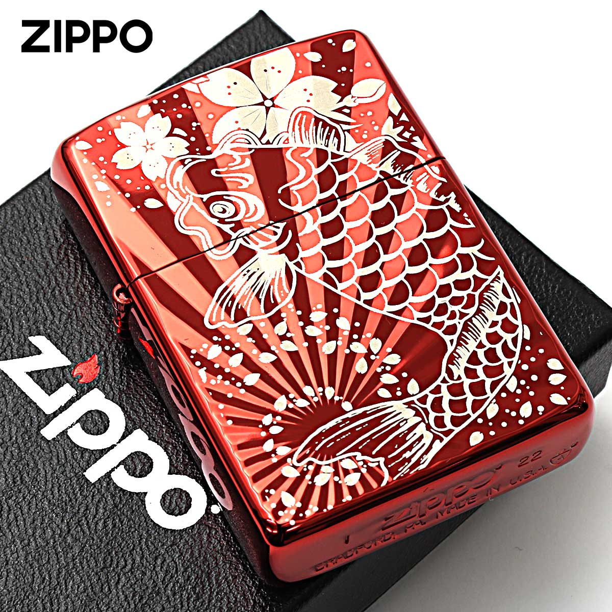 ZIPPO Zippo ジッポライター 鯉 カープ 鯉桜 レッドイオンコーティング  