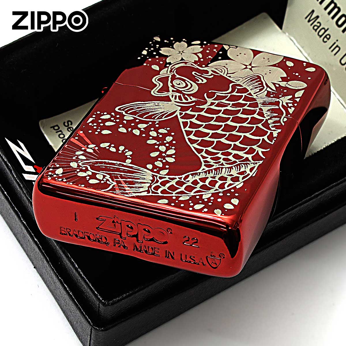 ZIPPO Zippo ジッポライター 鯉 カープ 鯉桜 レッドイオンコーティング  