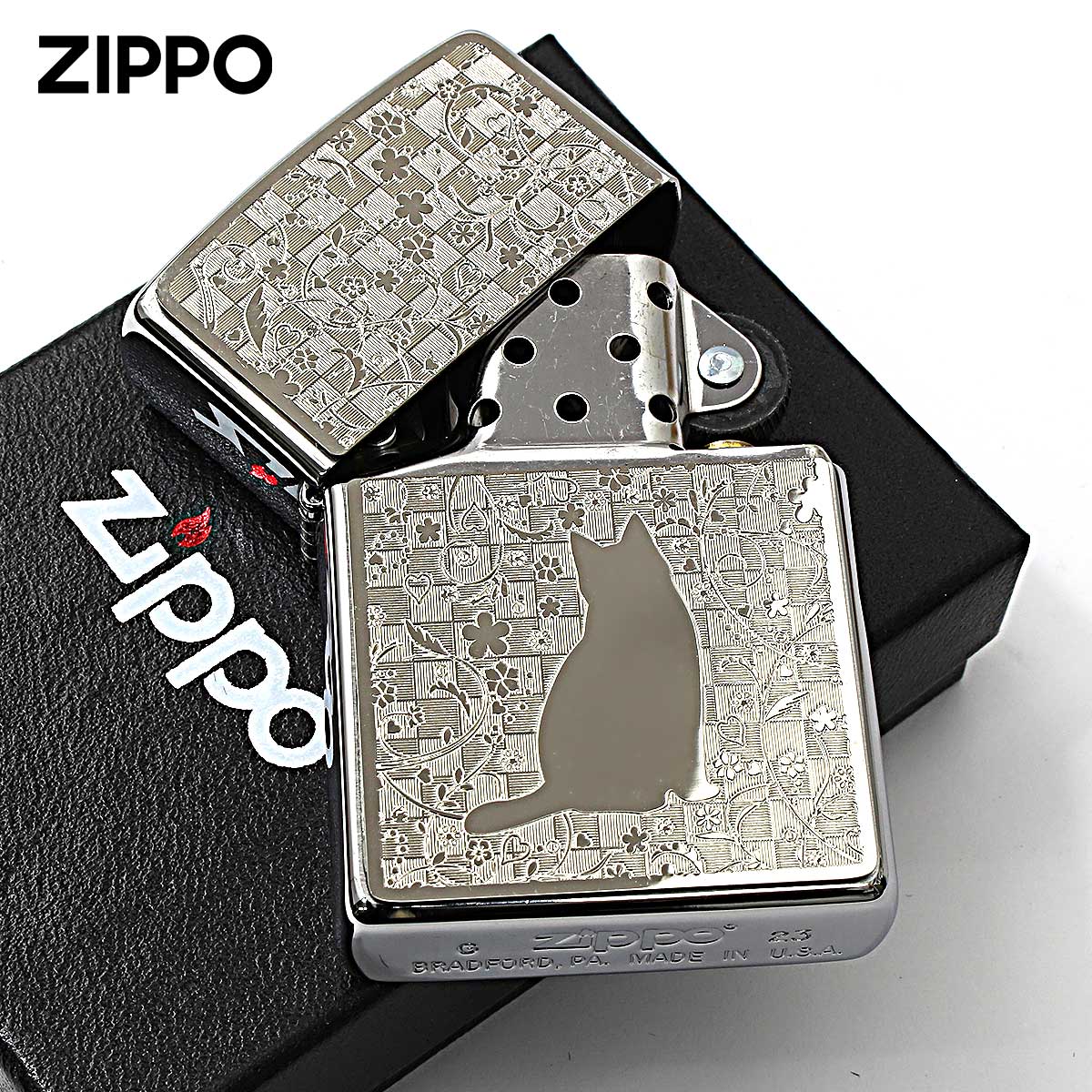 ZIPPO（ジッポー） ジッポライター ネコ 猫 Cat 花 ＃200 メタル 