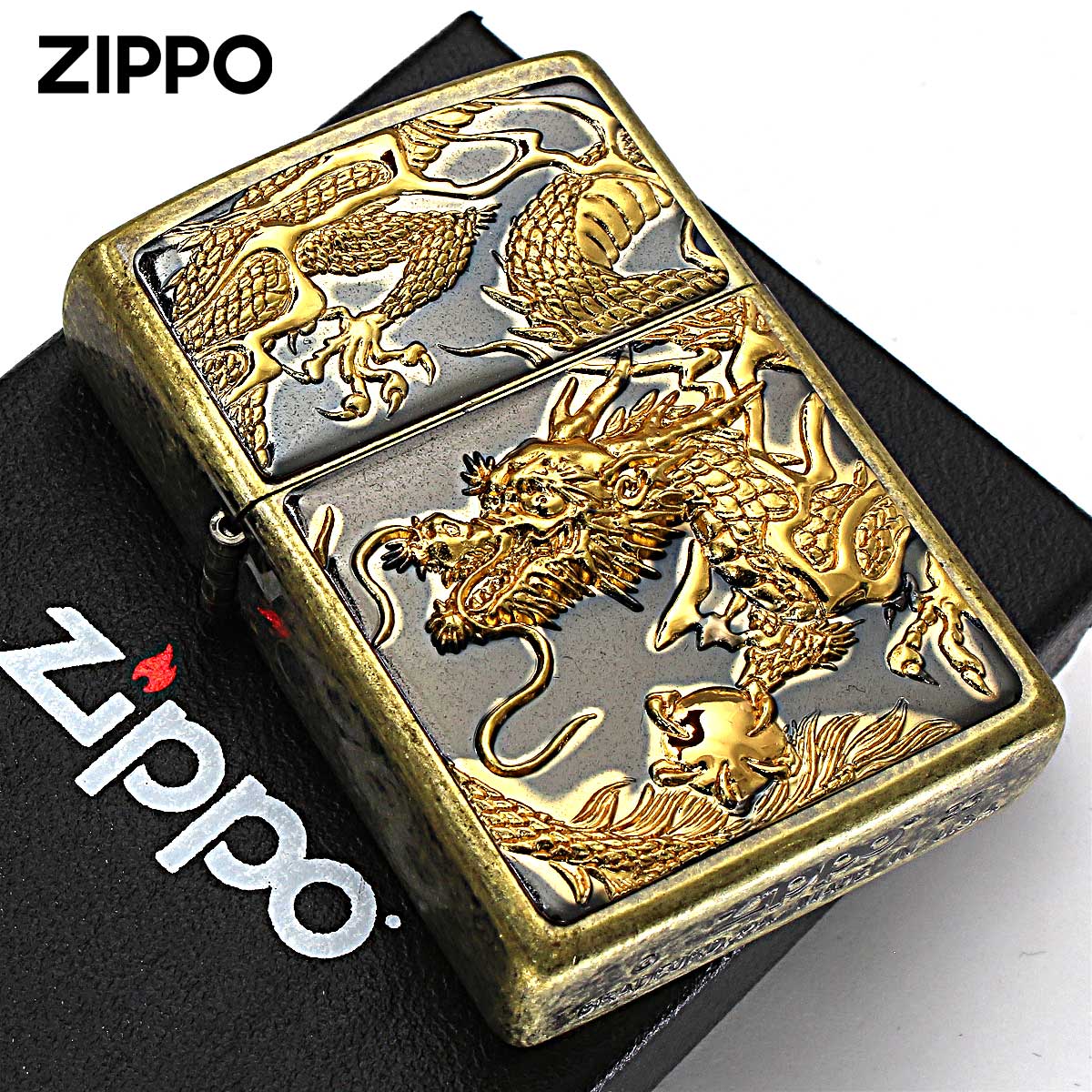 ZIPPO（ジッポー） ジッポライター 龍 ドラゴン 立体電鋳板 ブラス