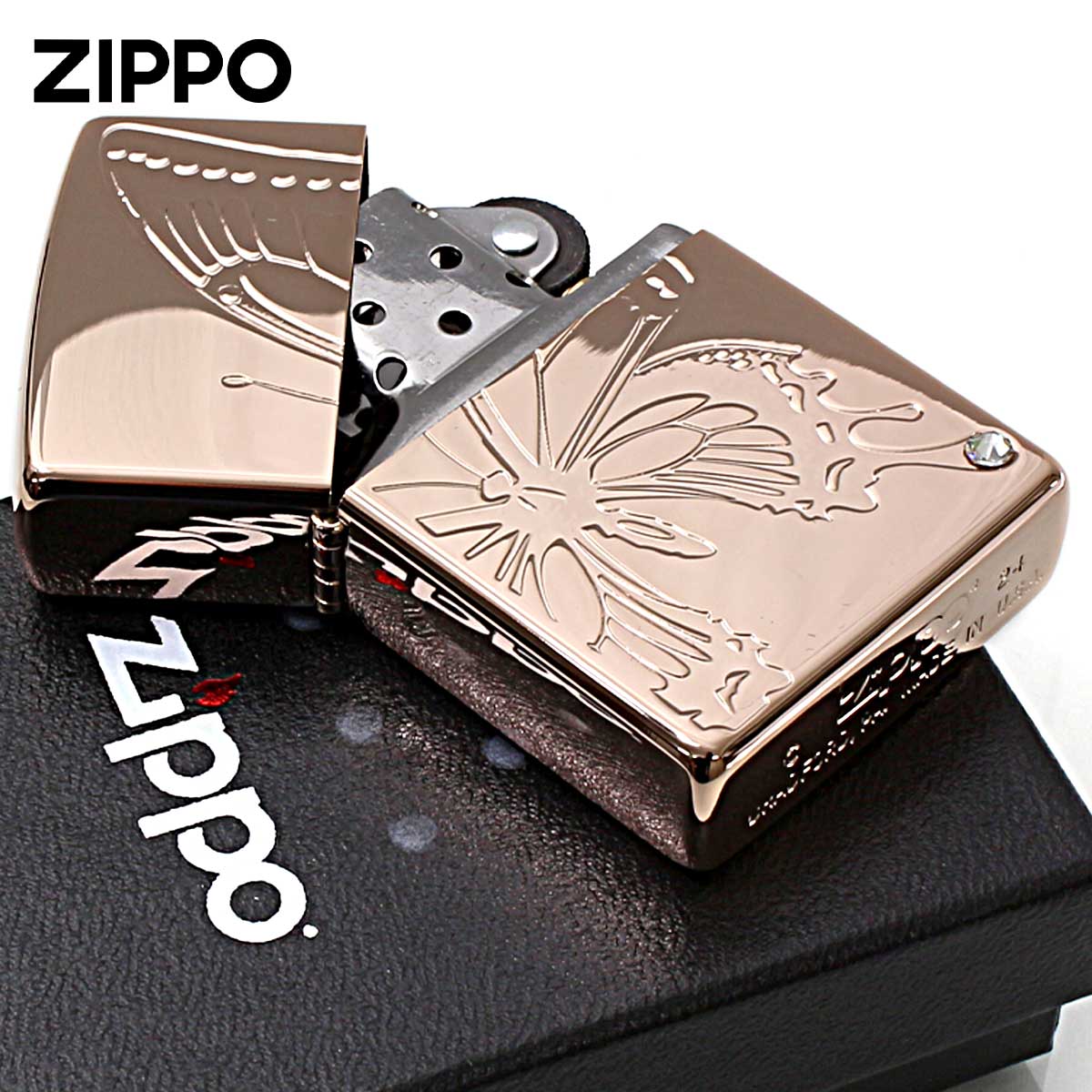 ZIPPO Zippo ジッポライター 蝶々 バタフライ ピンクゴールド