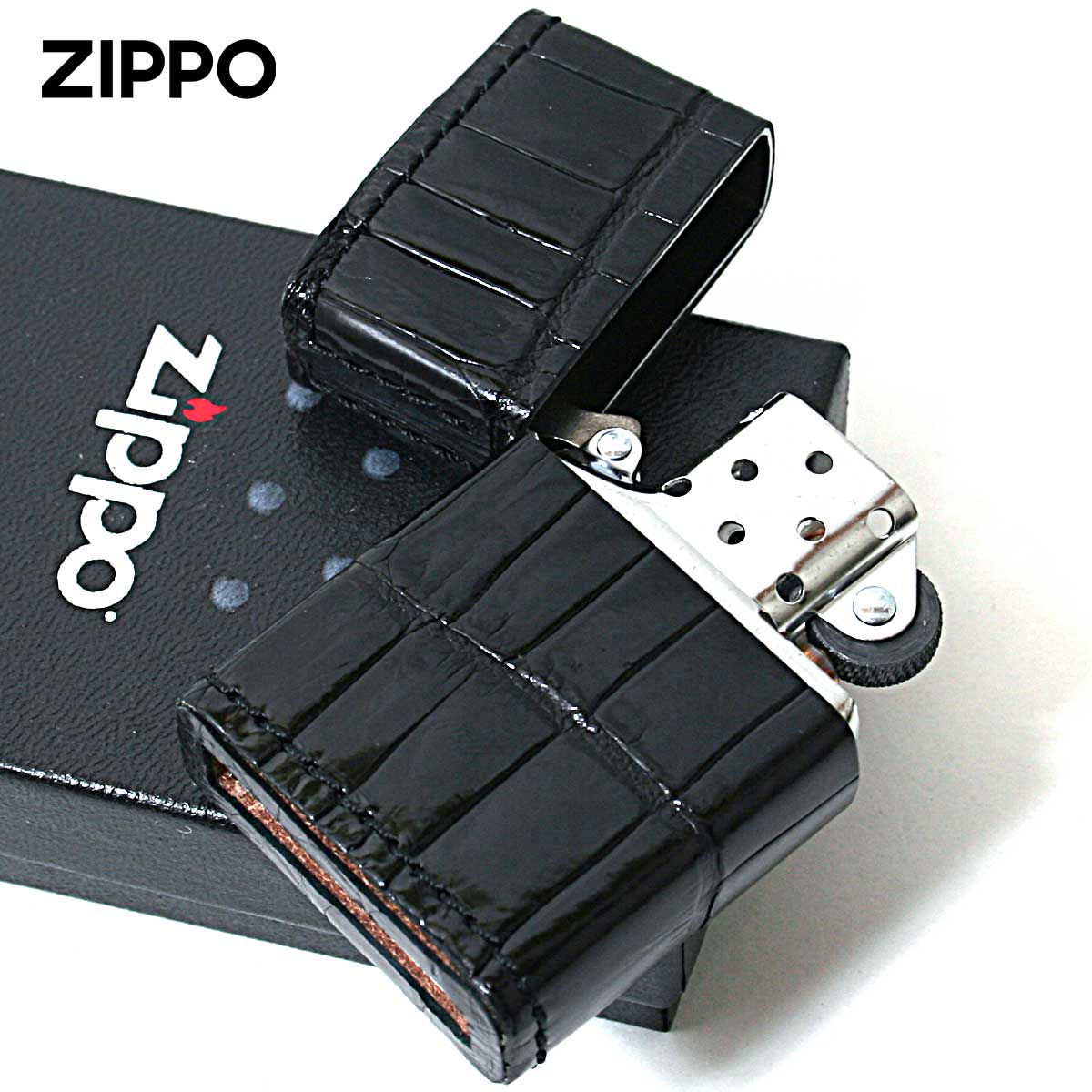 ZIPPO（ジッポー） ジッポライター 革巻き 本革 クロコダイル ワニ 黒 