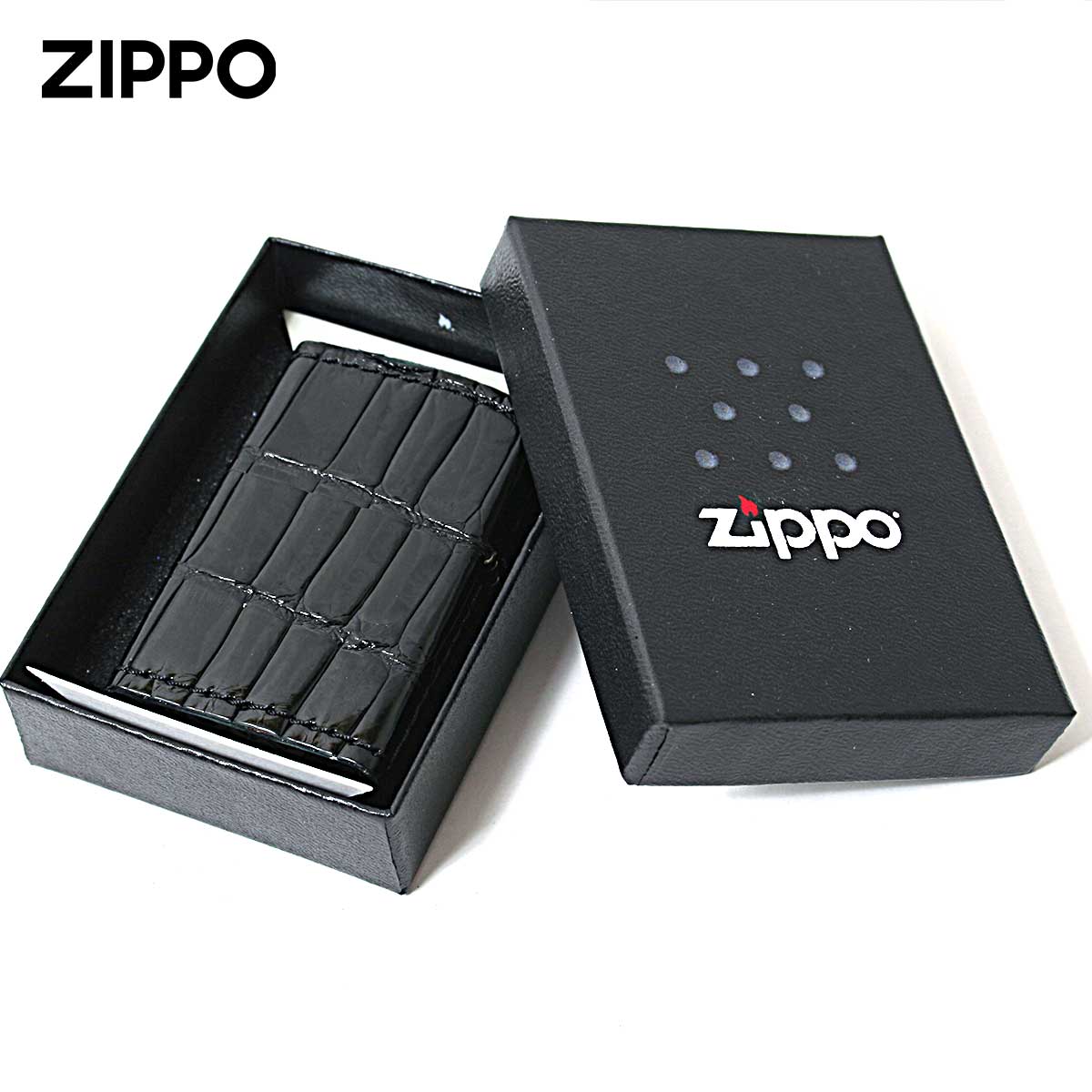 ZIPPO（ジッポー） ジッポライター 革巻き 本革 クロコダイル ワニ 黒 