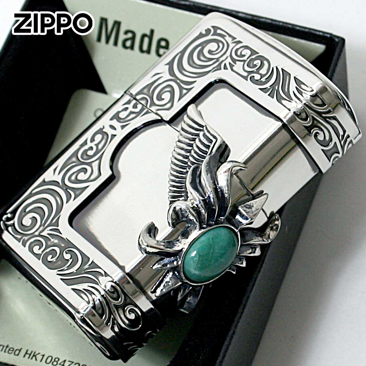 ZIPPO Zippo ジッポライター ターコイズ 天然石 ウイング 羽