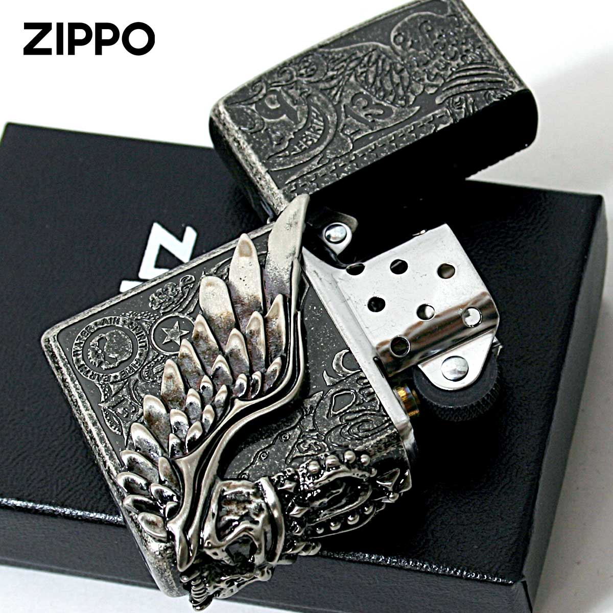 スカル（ZIPPO） Zippo ジッポライター スカル ドクロ 骸骨 羽
