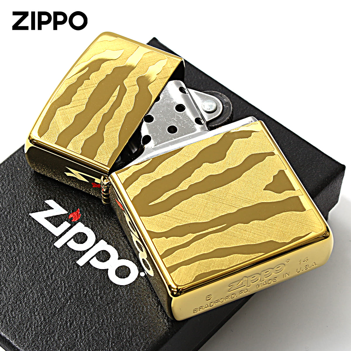 ZIPPO（ジッポー） ジッポライター ゼブラ アニマル柄 ゴールド チタン 