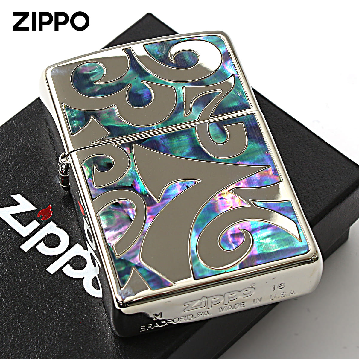 シェル Zippo ジッポライター 貝 インレイ 象嵌 ダイアル 数字