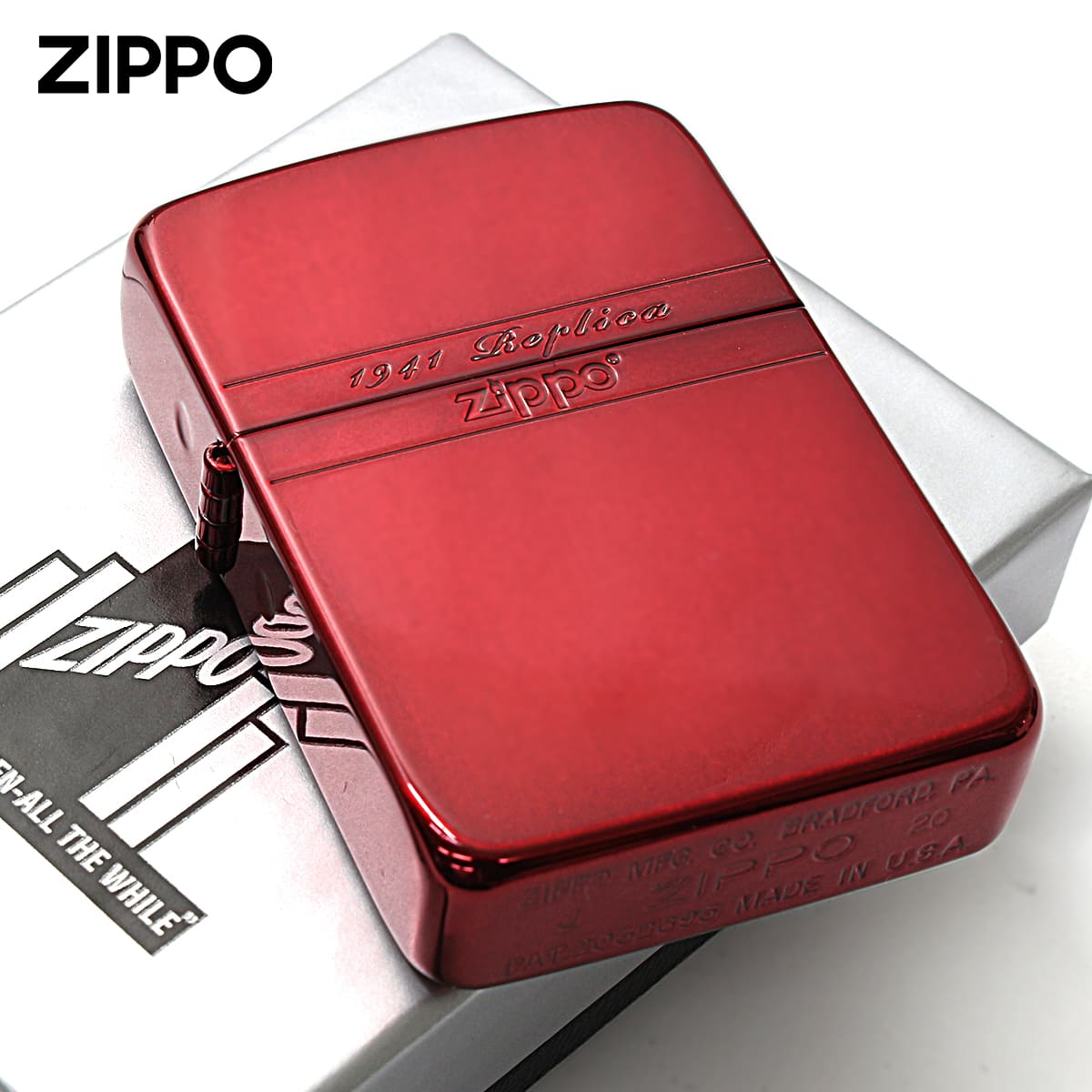 レプリカ Zippo ジッポライター 1941レプリカ ミラーライン レッド