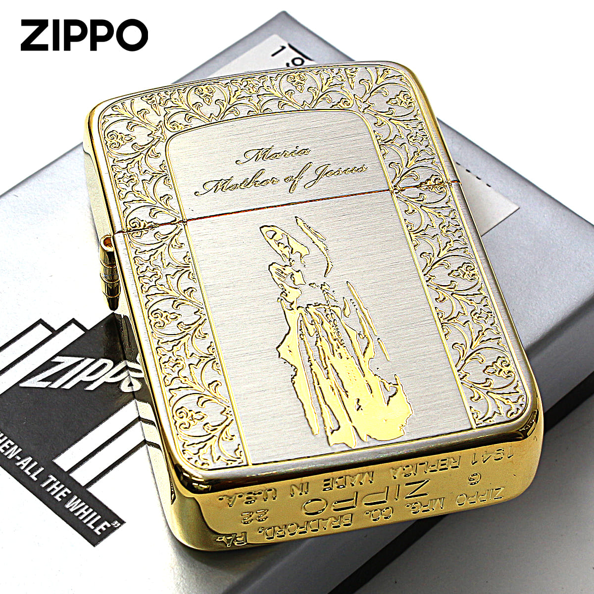 レプリカ Zippo ジッポライター 1941レプリカ マリア 聖母 金銀コンビ 