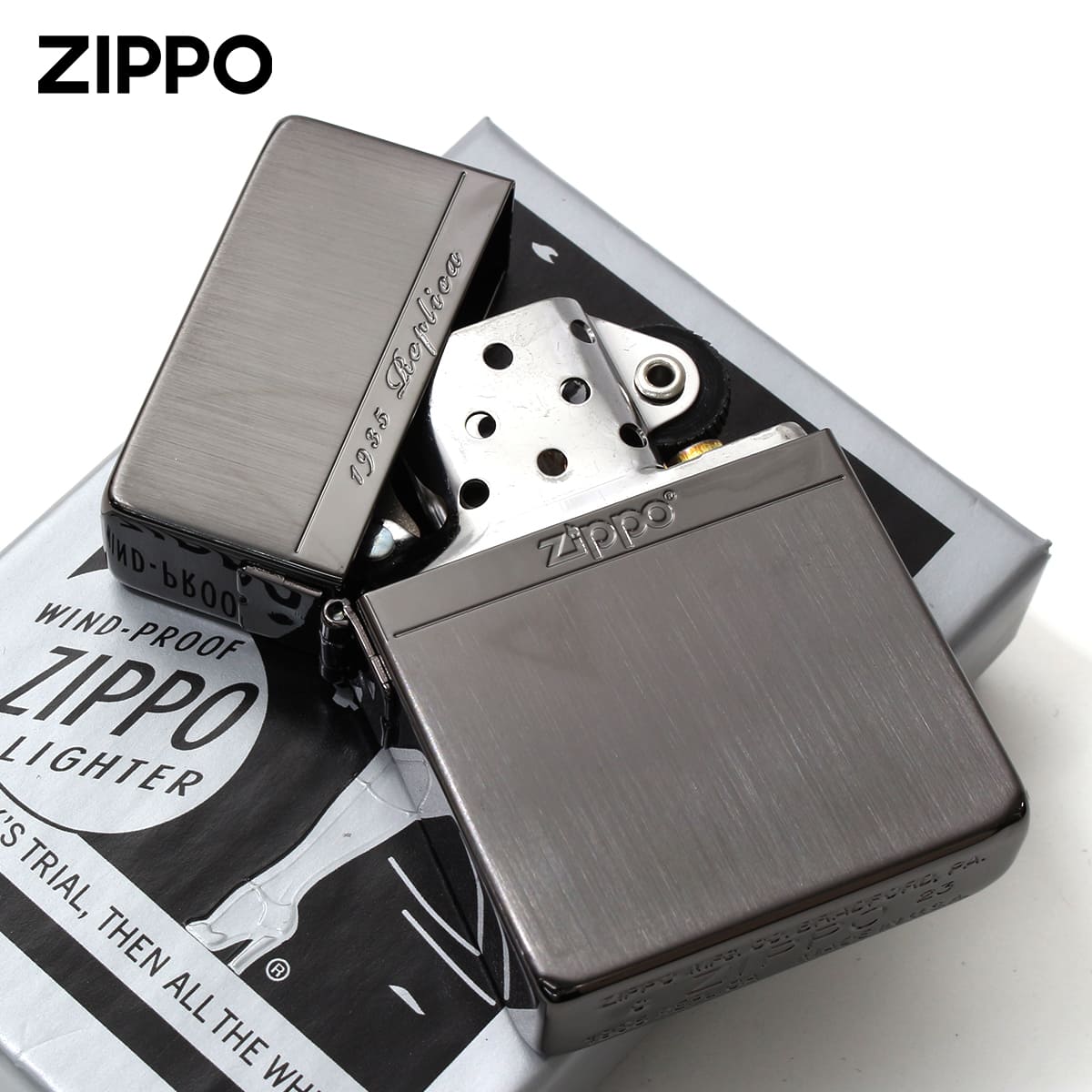 レプリカ Zippo ジッポライター 1935レプリカ ミラーライン ブラック