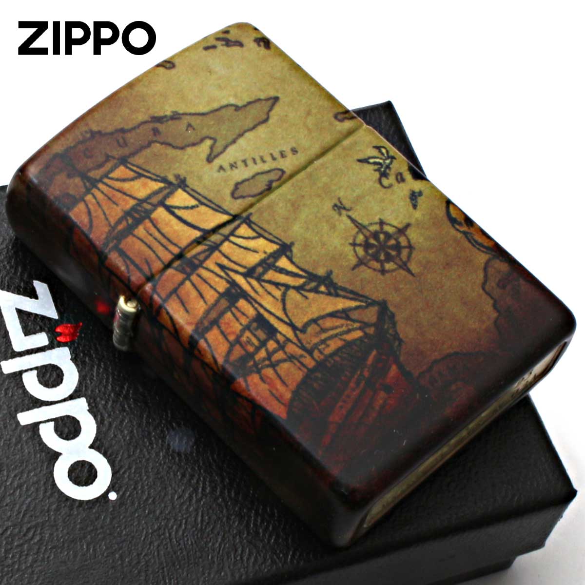 ZIPPO（ジッポー） ジッポライター 海賊 海賊船 地図 Pirate Ship 全面