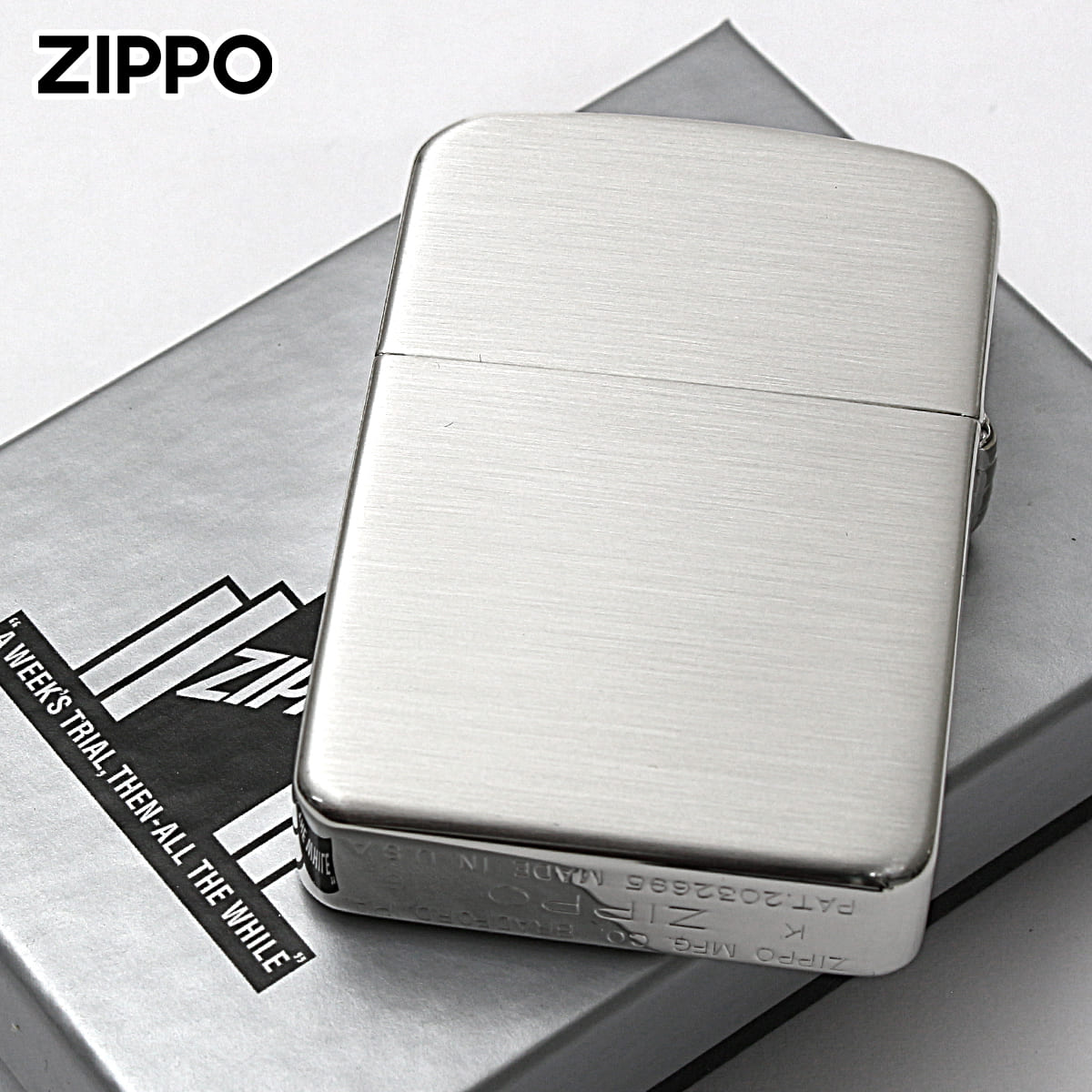 Zippo ジッポライター 1941レプリカ 無地 100 ミクロン ＃1941 サテーナ つや消し ブラッシュド 銀メッキ 80006 メール便専用商品の画像