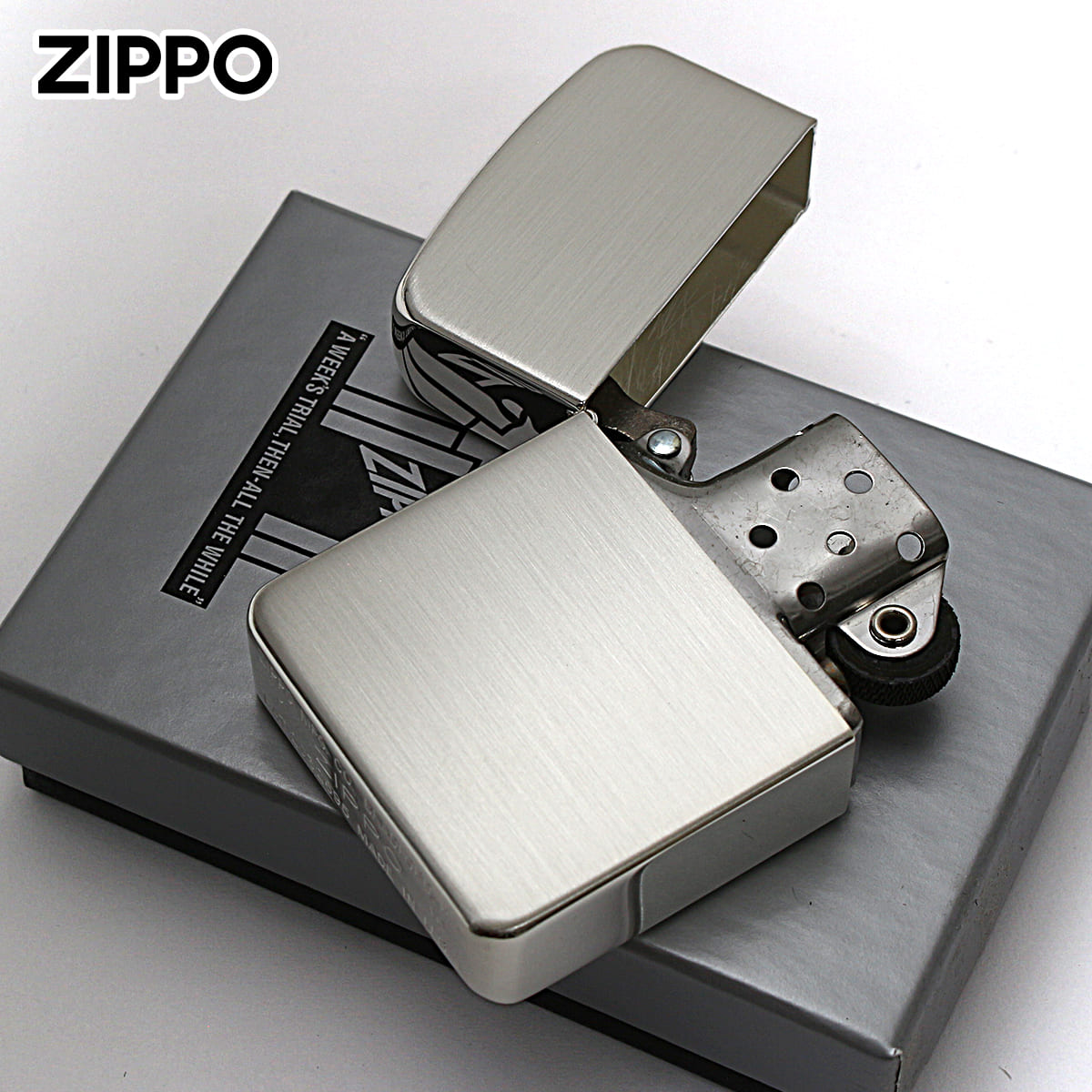 Zippo ジッポライター 1941レプリカ 無地 100 ミクロン ＃1941 サテーナ つや消し ブラッシュド 銀メッキ 80006 メール便専用商品の画像