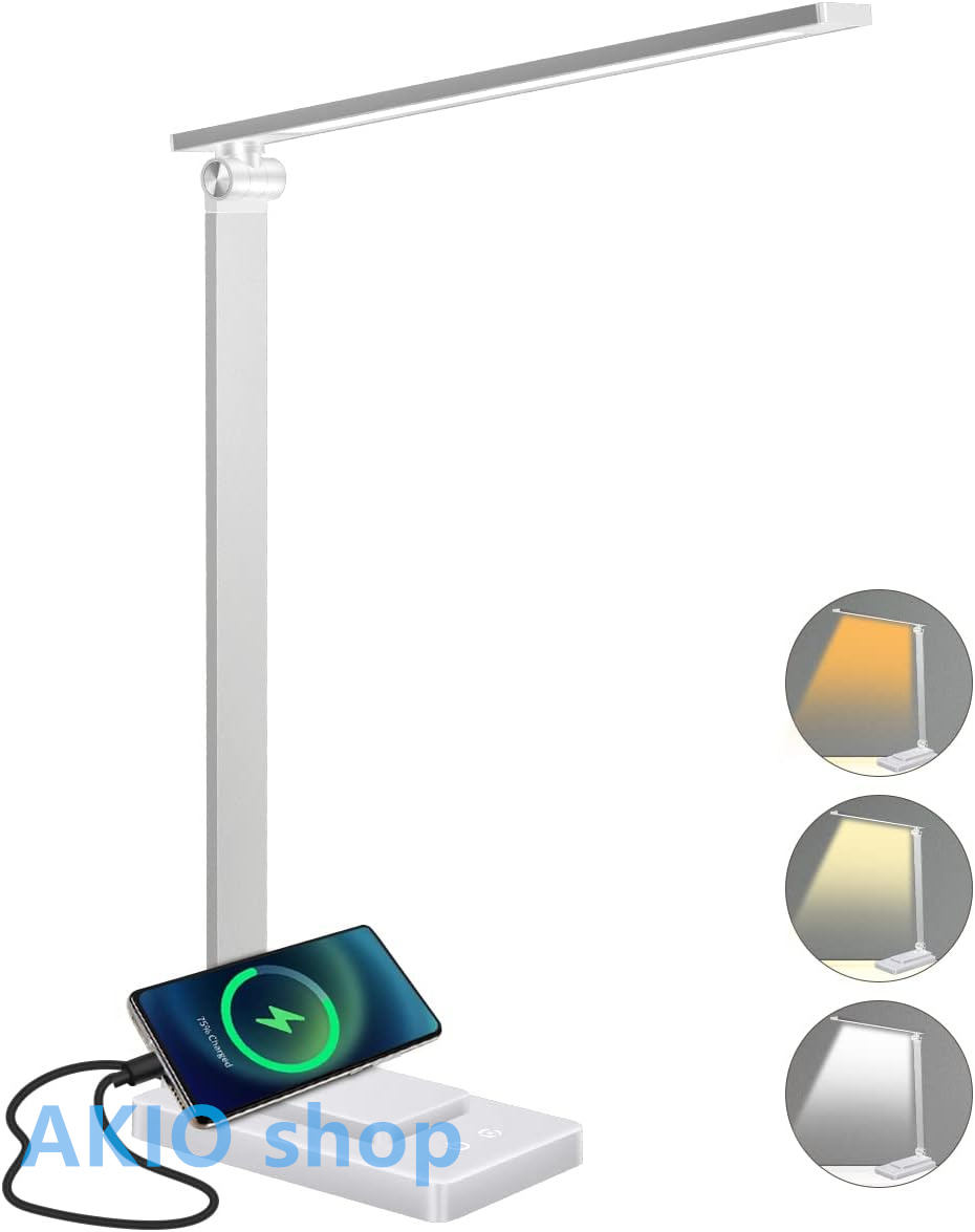 デスクライト スタンドライト LED 電球色/白色/昼光色 調光調色 目に優しい 省エネ 超高輝度 電気スタンド タッチセンサー USB給電式 勉強ライト オフィス｜akio