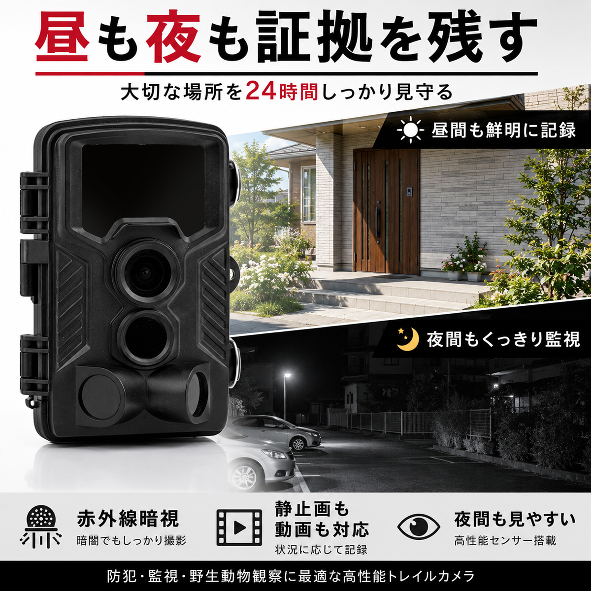 防犯カメラ 監視カメラ トレイルカメラ 家庭用 屋外 ワイヤレス