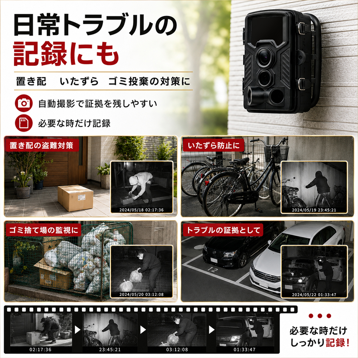 防犯カメラ 監視カメラ トレイルカメラ 家庭用 屋外 ワイヤレス