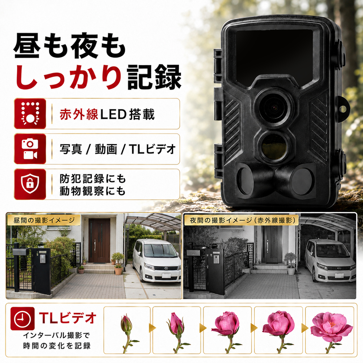 防犯カメラ 監視カメラ トレイルカメラ 家庭用 屋外 ワイヤレス