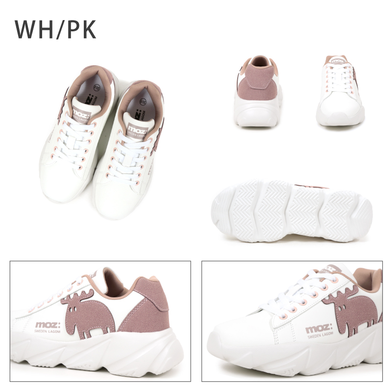 moz（モズ） スニーカー 厚底 フェイクレザー×スエード 運動靴