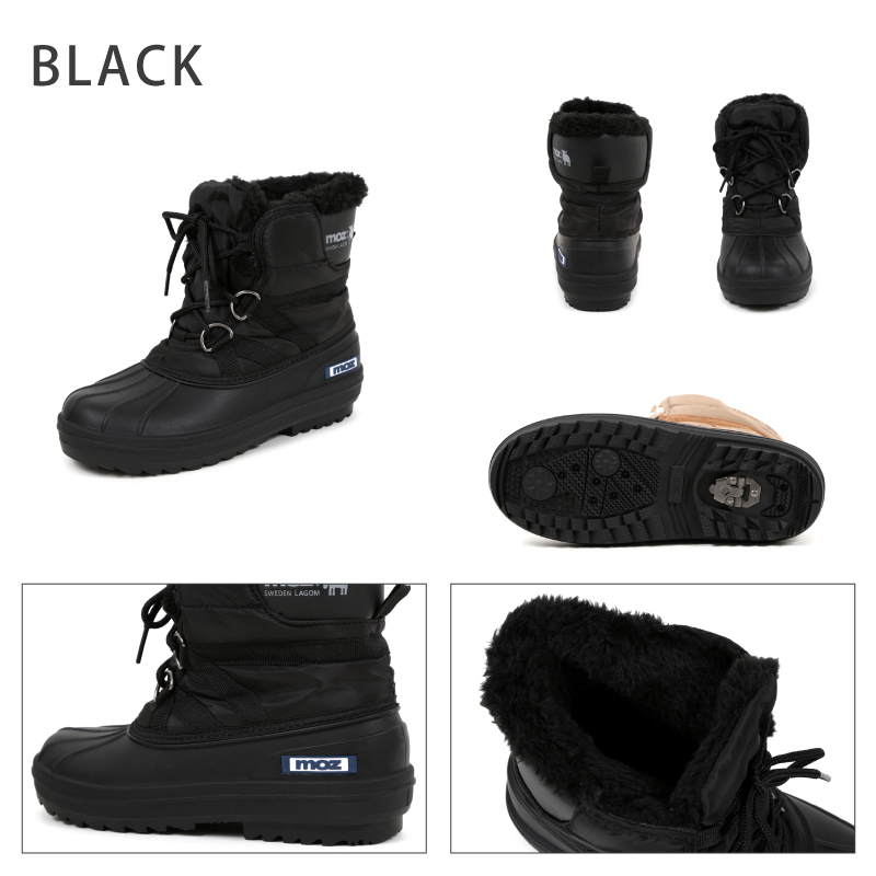 moz（モズ） スノーブーツ 4cm防水 撥水生地 防滑 2wayスパイク