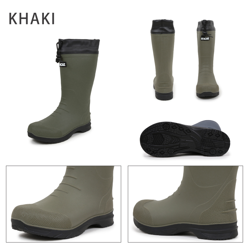 moz（モズ） レインブーツ ミドル丈 履き口しぼれる フード＆ドロー
