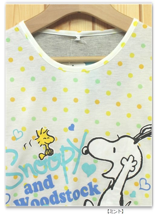 パジャマ 高級 レディース ｌサイズ 婦人 夏 プルオーバー ５分丈パンツ 半袖 綿混天竺ニット Snoopy