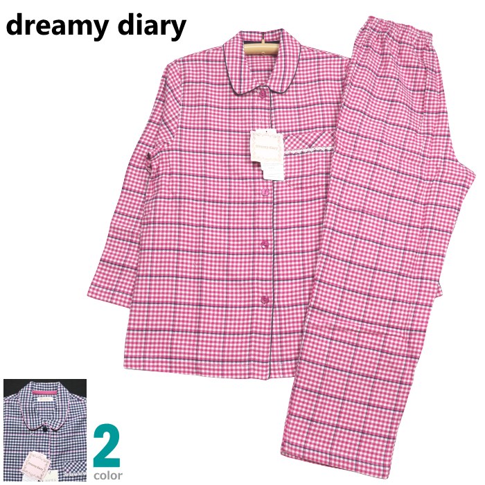 パジャマ レディース Ｌサイズ 秋冬 長袖 長パンツ dreamy diary 先染