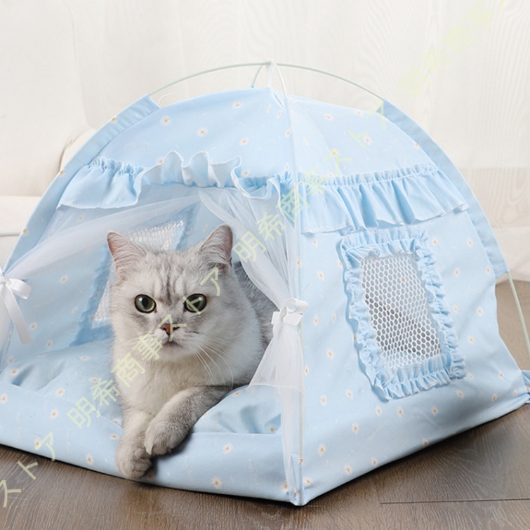 ペットベット ネコ 犬 ペットベッド テント型 ペットソファー 猫用 犬用 マット テント 通気性いい 洗える ペットハウス クッション付き 通年 耐え噛み｜akishoujistort｜02