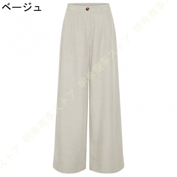 リネン ワイドパンツ 洗える レディースファッション ボトムス パンツ 