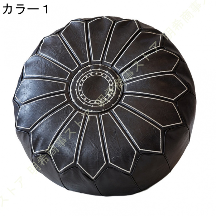満点の 本革 オットマン (大) プフ モロッコ 天然山羊革 収納 レザー その他