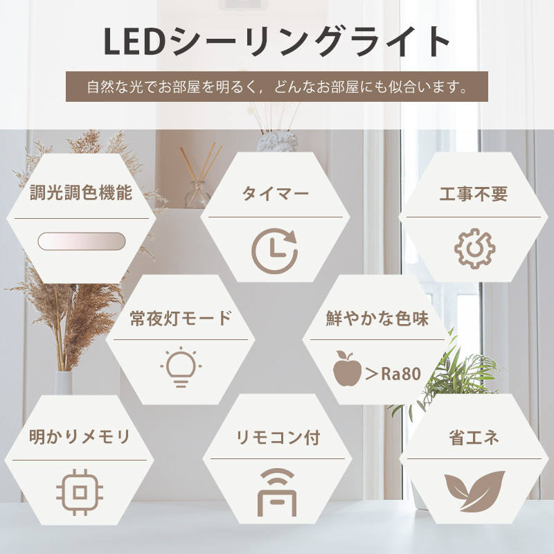 シーリングライト LED 8畳 リモコン付き 36W 10段階調光 調色 常夜灯 