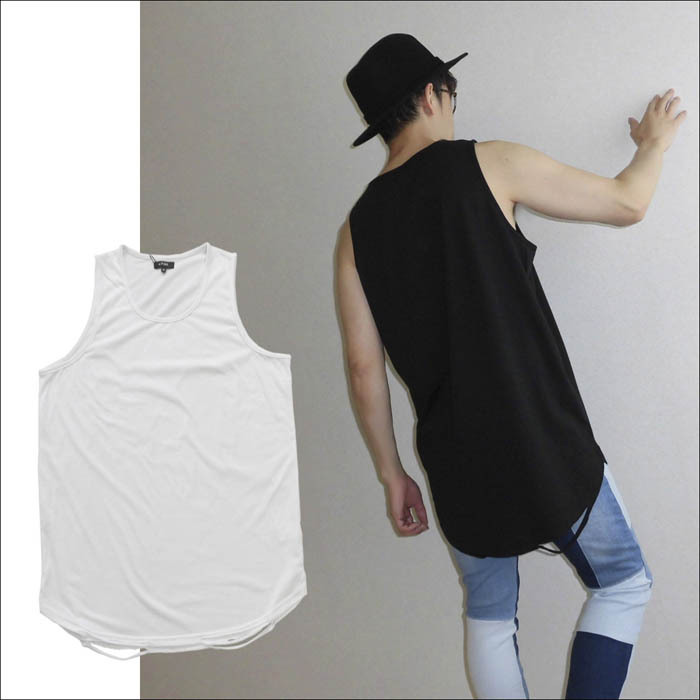 RE730 ロング丈タンクトップ グランジ加工 ロング タンクトップ