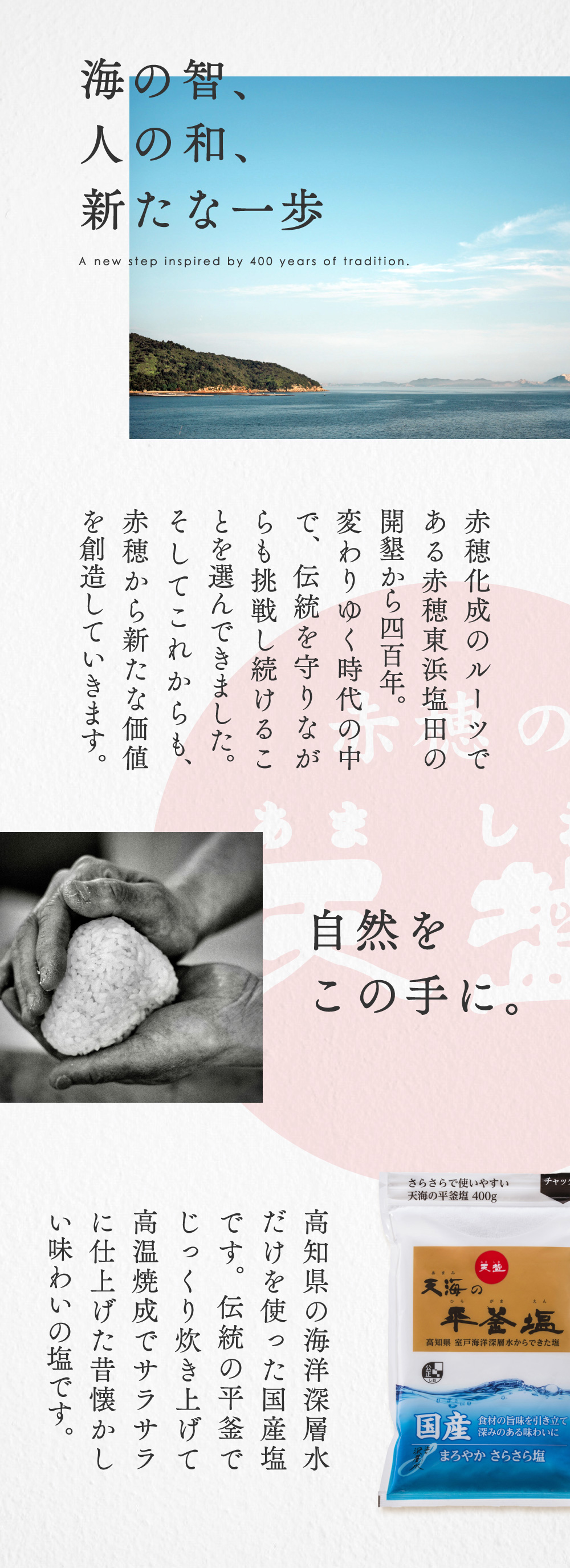 赤穂化成 塩 国産 天海の平釜塩 400g室戸海洋深層水 天塩 おすすめ