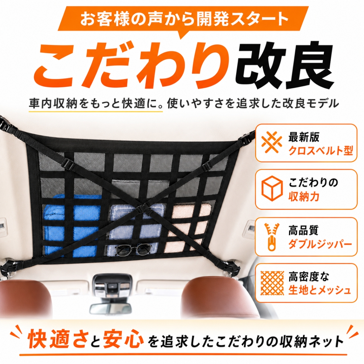 車 天井 ネット ルーフネット 車内 収納 車用品 カー用品 便利グッズ ラゲッジネット カーゴネット 荷物入れ キャンプ用品 カーアクセサリー 関連画像3