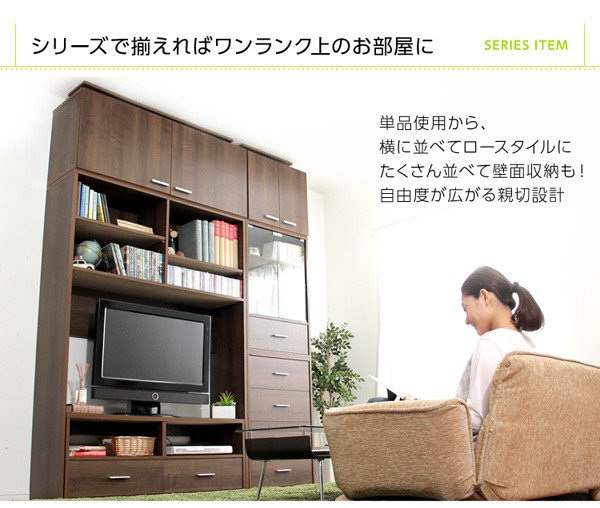 壁面収納 テレビ台用ハイラック (ホワイトオーク) 幅約125cm 引き出し2