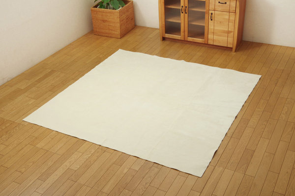 ラグマット/絨毯 (4.5畳 無地 アイボリー 約220×320cm) 洗える 薄型